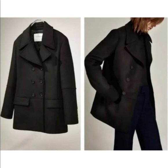 NWT ZARA STUDIO $279 DOUBLE BREASTED WOOL COAT PARKA JACKET 8088/785 - Picture 2 of 9
